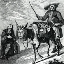 Un asno cargado con prebendas eclesiásticas, 1737