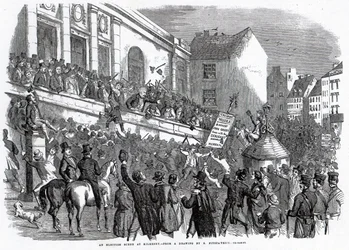 Escena de elección en Kilkenny, ilustración de 