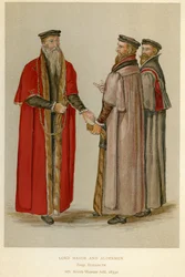 Un alcalde y concejales isabelinos, ilustración de 