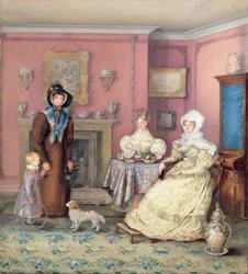Una sala de estar inglesa de William IV a finales del verano, c.1830