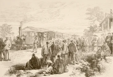 Un antiguo ferrocarril chino c.1880 (litografía)