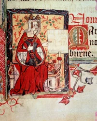 Iluminación que representa a Matilde la Emperatriz (hacia 1102-1167), también conocida como Maud y Matilde de Inglaterra, esposa de Enrique V del Sacro Imperio y extraída del libro "Histoire d