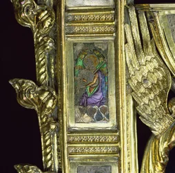 Ángel tocando la gaita, detalle del báculo de William of Wykeham (c.1320-1404) (plata dorada y esmalte)