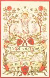 Ángel con los brazos levantados, Tarjeta de Navidad