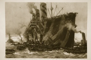 Llegada a Francia del transporte estadounidense Leviathan, el antiguo transatlántico alemán Vaterland, con 12,000 tropas americanas a bordo