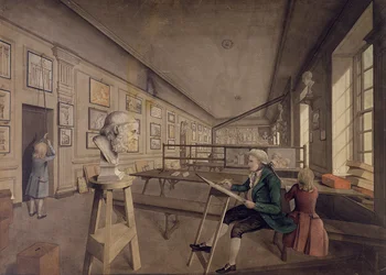 Artista copiando un busto en la Real Academia de Artes en Somerset House, c.1780