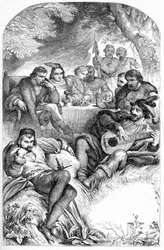 Como gustéis - Ilustración en “Obras completas de William Shakespeare” 1866 - Las ilustraciones y la forma general de esta edición están tomadas de Shakespeare ilustrado de Cassell, publicado en Londres