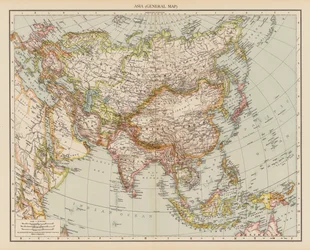 Asia, Mapa general (litografía en color)