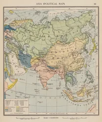 Asia, Mapa político (litografía en color)