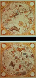 Calendario astrológico, signos del zodíaco, c.1660 (grabado a mano)