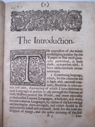 Introducción de The ground-work, or foundation laid, (or so intended) for the framing of a new perfect language: and an universal or commonwriting por Francis Lodowyck, publicado en Londres