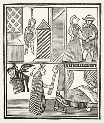 La tragedia de Bateman, ilustración de Chap-books del Siglo XVIII de John Ashton, pub. 1882