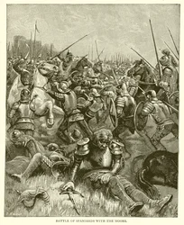 Batalla de españoles con los moros