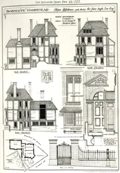 Residencia Bijou Sunnycote, Hampstead, (con estudio) para John Ingle Lee Esq, de The Building News, 23 de febrero de 1877