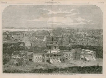 Vista aérea de la ciudad de Washington, con el Capitolio en primer plano