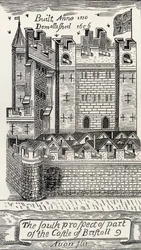 Castillo de Bristol, después del mapa de James Millerd de Bristol de 1673, de 
