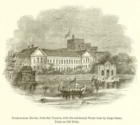 Casa de Buckingham, desde el Támesis, con la famosa puerta de agua de Inigo Jones