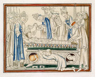 Entierro de Eduardo el Confesor, ilustración de un facsímil de La Vida de San Eduardo el Confesor