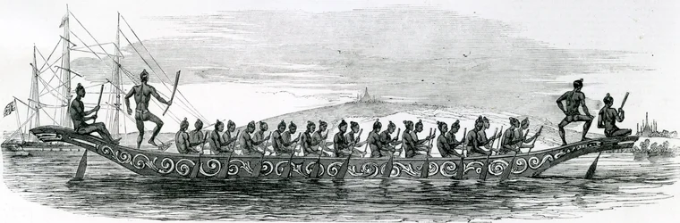 Barco de guerra birmano, tomado de The London Illustrated News, 1852