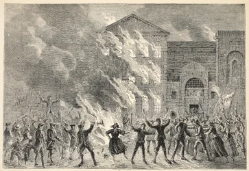 Quema de Newgate, de una impresión contemporánea