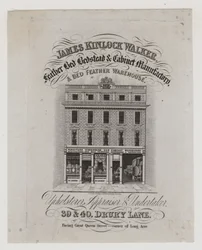 Fabricante de muebles, James Kinlock Walker, tarjeta comercial