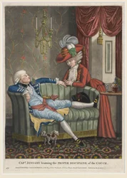 El Capitán Jessamy aprendiendo la Disciplina Adecuada del Sofá, c.1782