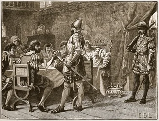 Captura de los FitzGeralds, ilustración de la Historia Ilustrada de Inglaterra de Cassell