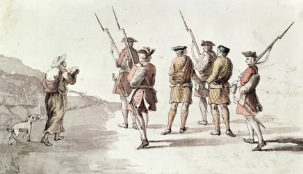 Captura del Rebelde, Simon Fraser, Lord Lovat (1667?-1747) (acuarela sobre papel)