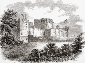El castillo de Carlisle, Carlise, Cumbria, Inglaterra, visto aquí en el siglo XIX, de Old England: A Pictorial Museum, pub. 1847
