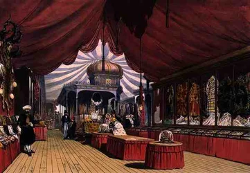 Casos de bienes bordados en la sección turca de la Gran Exposición de 1851, de Imágenes Comprensivas de Dickinson