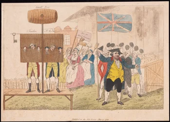 Cecil Wray en la picota Los derechos de los comunes, pub. 1784