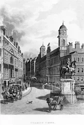 Charing Cross, mirando hacia el Strand, 1811