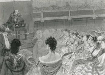 Charles Dickens dando una lectura en St. James
