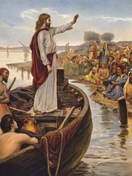 Cristo enseñando junto al mar (chromolitho)