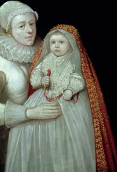 Bautizo, retrato de una madre y su hijo, c.1595