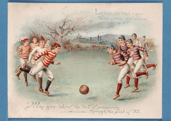 Postal navideña de un partido de fútbol, 1892