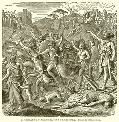 Cimbrio invadiendo territorio romano