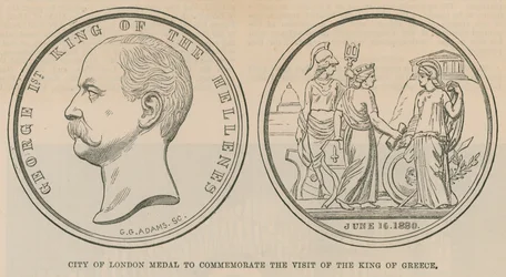 Medalla de la Ciudad de Londres para conmemorar la visita del Rey de Grecia en junio de 1880