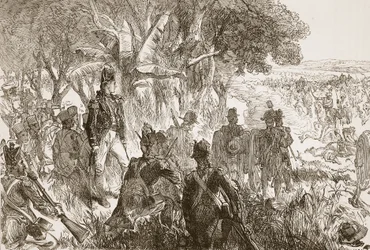 Clive en Plassey, ilustración de Cassells Illustrated History of India de James Grant, pub. 1879