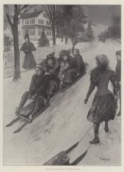 Costeando en Nueva Inglaterra con corredores dobles (grabado)