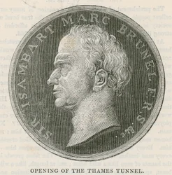Moneda emitida en la inauguración del túnel del Támesis