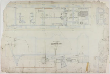 Dibujo de construcción para la locomotora 2-2-2 por R. & W. Hawthorn & Co. para la Great Northern Railway Co.