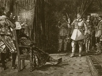 Entrevista del Corneta Joyce con Carlos, ilustración de Cassells Illustrated History of England