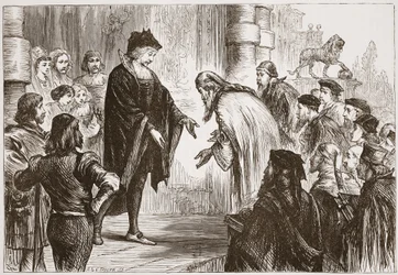 Cosme I recibiendo a sus amigos y clientes, ilustración de La Historia del Protestantismo de James Aitken Wylie, pub. 1878
