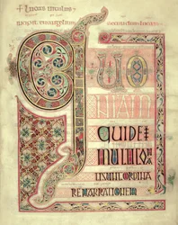 Cott Nero DIV f.139 Página Incipit del Evangelio de San Lucas, de los Evangelios de Lindisfarne, 710-721 (vitela)
