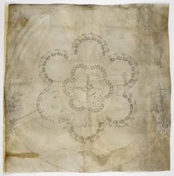Algodón MS. Augustus I.i.67 Ground Plan of Deal Castle (tinta en pergamino)