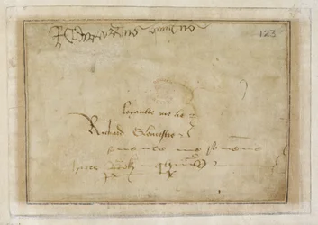 Algodón MS Vespasian F XIII f.123 Firma de Richard "loyalty me lie" junto a la firma de Edward V