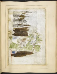 Cotton MS Tiberius A. VII fol.49 Una personificación de la nigromancia
