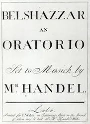 Portada de la partitura de Belshazzar por Handel, publicada en 1745