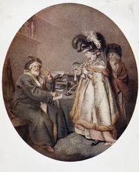 Mujer crédula y astrólogo, imagen inglesa, s. XVIII